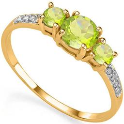 0.76 CT PERIDOT AND ACCENT DIAMOND 0.04 CT 10KT SOLID YELLOW GOLD RING