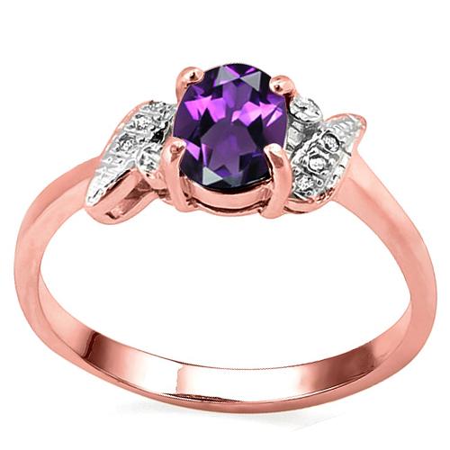 0.71 CT AMETHYST AND ACCENT DIAMOND 0.03 CT 10KT SOLID RED GOLD RING