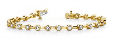 14KT YELLOW GOLD 1 CTW G-H SI2/SI3 CLASSIC COLUMN LINK BEZEL SET BRACELET