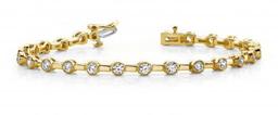 14KT YELLOW GOLD 1 CTW G-H SI2/SI3 CLASSIC COLUMN LINK BEZEL SET BRACELET