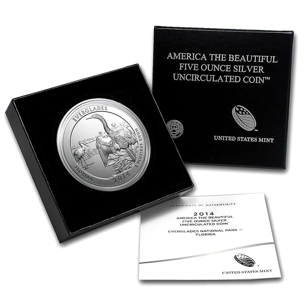 2014-P 5 oz Silver ATB Everglades (w Box and COA)