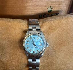 Custom 26mm Diamond Dial Stainless Steel Rolex comes with Box & Appraisal