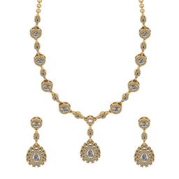 4.06 Ctw VS/SI1 Diamond 14K Yellow Gold Necklace ALL DIAMOND ARE LAB GROWN+ Earrings Set