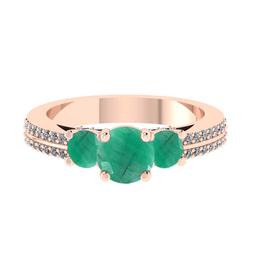 1.86 Ctw VS/SI1 Emerald and Diamond 14K Rose Gold Vintage Style Ring (ALL DIAMOND ARE LAB GROWN DIAM