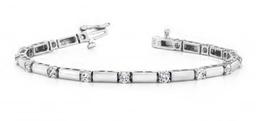 14K WHITE GOLD 1 CTW G-H VS2/SI1 AND BAR BRACELET LAB-GROWN DIAMOND