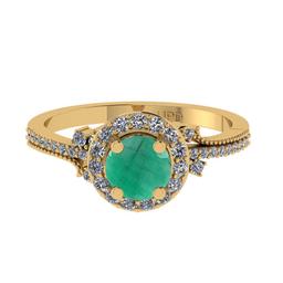 1.61 Ctw VS/SI1 Emerald and Diamond 14K Yellow Gold Engagement Ring(ALL DIAMOND ARE LAB GROWN)