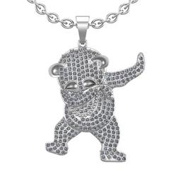 1.82 Ctw VS/SI1 Diamond 14K White Gold Panda Pendant Necklace ALL DIAMOND ARE LAB GROWN