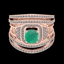 1.90 Ctw VS/SI1 Emerald and Diamond 14K Rose Gold Engagement Halo ring (ALL DIAMOND ARE LAB GROWN )