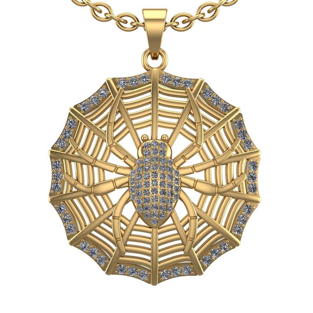 1.30 Ctw VS/SI1 Diamond 14K Yellow Gold Hip Hop spider Necklace (ALL DIAMOND ARE LAB GROWN )(ALL DIA