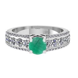 1.91 Ctw VS/SI1 Emerald and Diamond 14K White Gold Engagement Ring(ALL DIAMOND ARE LAB GROWN)