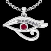 0.06 Ctw VS/SI1 Ruby And Diamond 14K White Gold Eye Pendant Necklace (ALL DIAMOND ARE LAB GROWN )