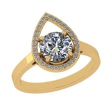 1.25 Ctw SI2/I1 Diamond 14K Yellow Gold Engagement Halo Ring(ALL DIAMOND ARE LAB GROWN)