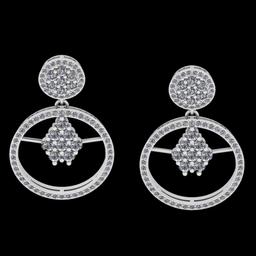 2.35 Ctw VS/SI1 Diamond 14K White Gold Dangling Earrings (ALL DIAMOND ARE LAB GROWN )