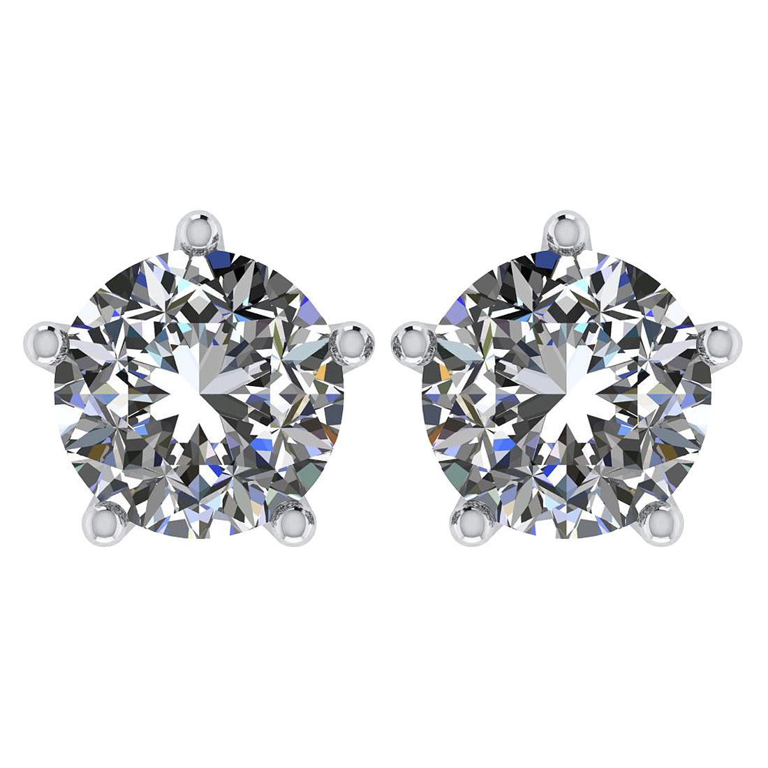 CERTIFIED 1.53 CTW ROUND E/VS2 DIAMOND (LAB GROWN Certified DIAMOND SOLITAIRE EARRINGS ) IN 14K YELL