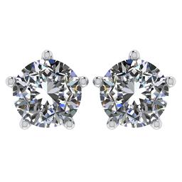 CERTIFIED 1.53 CTW ROUND E/VS2 DIAMOND (LAB GROWN Certified DIAMOND SOLITAIRE EARRINGS ) IN 14K YELL
