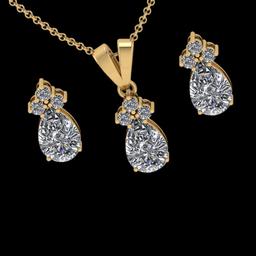 4.15 Ctw VS/SI1 Diamond 14K Yellow Gold Pendant +Earrings Necklace Set (ALL DIAMOND ARE LAB GROWN )