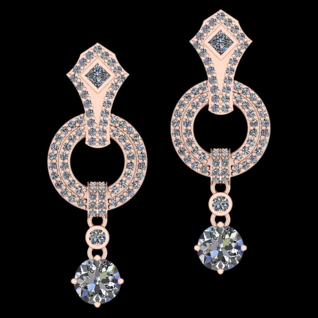 2.46 Ctw VS/SI1 Diamond 18K Rose Gold Earrings ALL DIAMOND ARE LAB GROWN