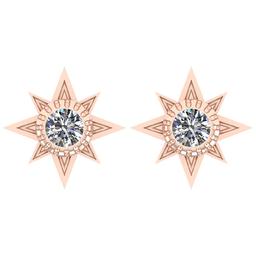 CERTIFIED 1.11 CTW ROUND H/SI1 DIAMOND (LAB GROWN Certified DIAMOND SOLITAIRE EARRINGS ) IN 14K YELL
