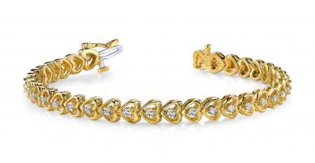 14K YELLOW GOLD .90 CTW G-H VS2/SI1 FLOATING HEART BRACELET LAB-GROWN DIAMOND