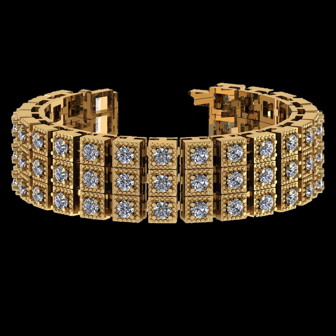 2.34 Ctw VS/SI1 Diamond 14K Yellow Gold 3 Row Bracelet (ALL DIAMOND ARE LAB GROWN)