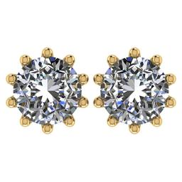 CERTIFIED 1.5 CTW ROUND F/SI1 DIAMOND (LAB GROWN Certified DIAMOND SOLITAIRE EARRINGS ) IN 14K YELLO