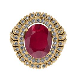3.92 Ctw VS/SI1 Ruby and Diamond 14K Yellow Gold Vintage Style Ring (ALL DIAMOND ARE LAB GROWN DIAMO