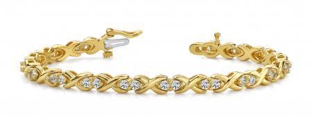 14K YELLOW GOLD 1.75 CTW G-H VS2/SI1 X LINK LOVEBIRD BRACELET LAB-GROWN DIAMOND