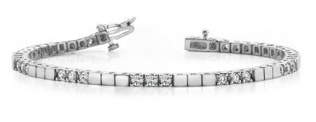 14KT WHITE GOLD 1 CTW G-H VS2/SI1 CLASSIC BLOCK HARMONY TENNIS BRACELET LAB-GROWN DIAMOND