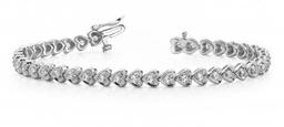 14K WHITE GOLD 1 CTW G-H I1/I2 HEART LINK BRACELET LAB-GROWN DIAMOND