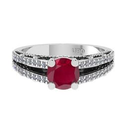 1.61 Ctw VS/SI1 Ruby and Diamond 14K White Gold Engagement Halo Ring(ALL DIAMOND ARE LAB GROWN)