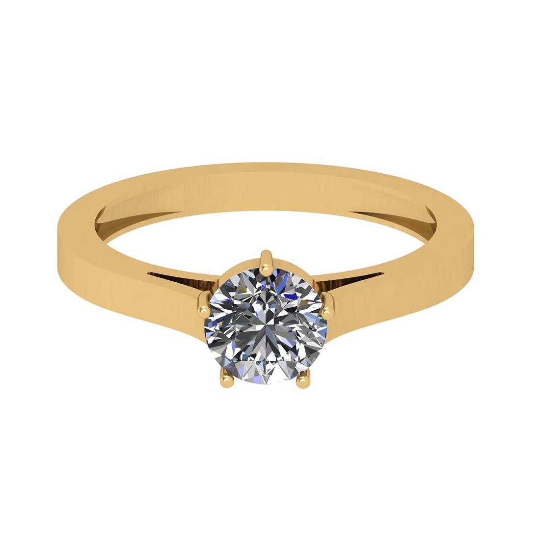 CERTIFIED 0.91 CTW G/SI2 ROUND (LAB GROWN Certified DIAMOND SOLITAIRE RING ) IN 14K YELLOW GOLD