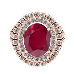 3.92 Ctw VS/SI1 Ruby and Diamond 14K Rose Gold Vintage Style Ring (ALL DIAMOND ARE LAB GROWN DIAMOND