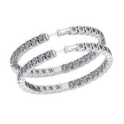 1.54 Ctw VS/SI1 Diamond 14K White Gold Hoop Earrings (ALL DIAMOND ARE LAB GROWN)