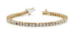 14KT YELLOW GOLD 4 CTW G-H VS2/SI1 PRINCESS AND ROUND TENNIS BRACELET LAB-GROWN DIAMOND