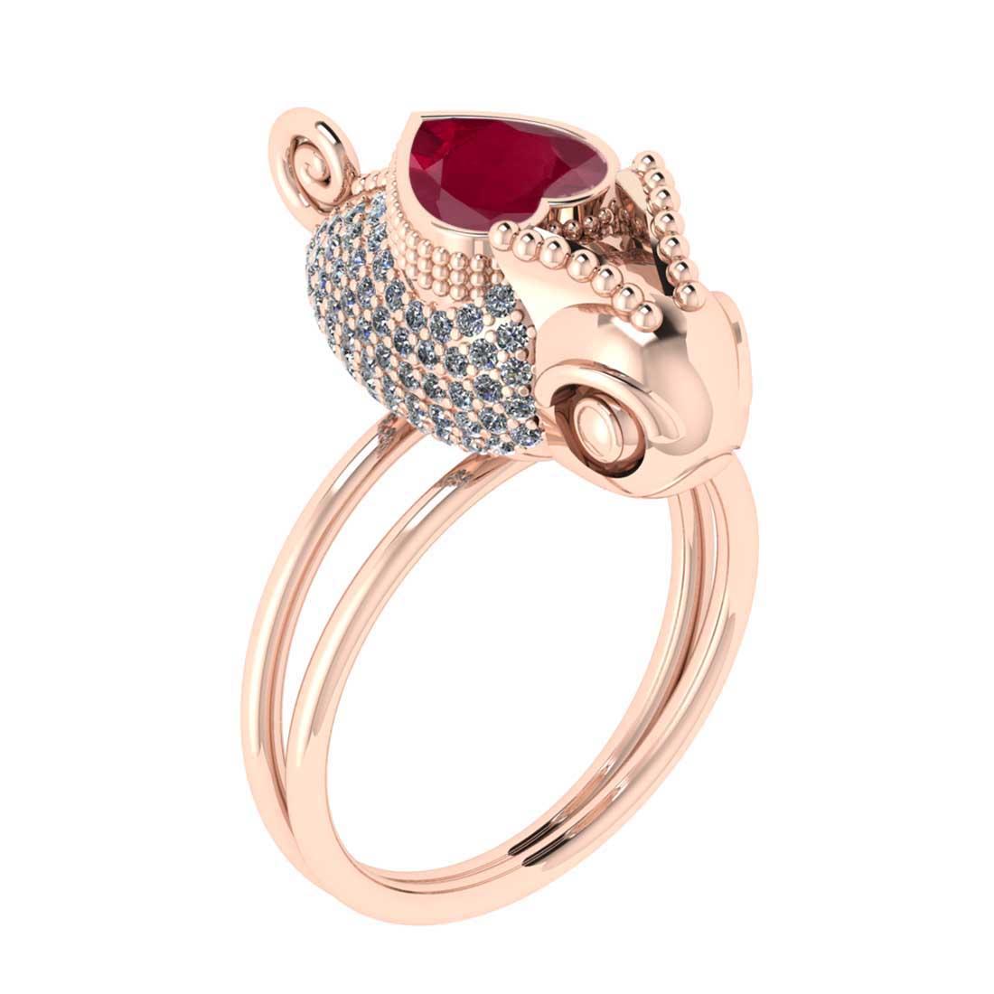 2.06 Ctw VS/SI1 Ruby and Diamond 14K Rose Gold Animal Ring (ALL DIAMOND ARE LAB GROWN)