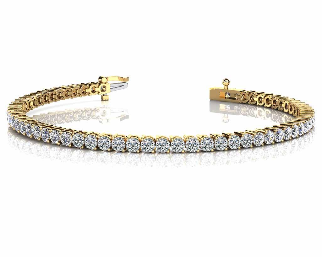 14K YELLOW GOLD 1.50 CTW G-H VS2/SI1 2 PRONG SET ROUND TENNIS BRACELET LAB-GROWN DIAMOND