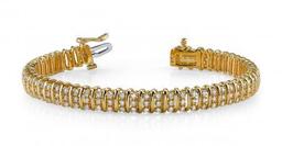 14KT YELLOW GOLD 3 CTW G-H VS2/SI1 TRIPLE ILLUSION BRACELET LAB-GROWN DIAMOND