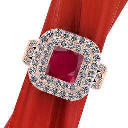 3.20 CtwVS/SI1 Ruby and Diamond14K Rose Gold Engagement Ring (ALL DIAMOND ARE LAB GROWN)