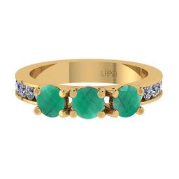 1.25 Ctw VS/SI1 Emerald and Diamond 14K Yellow Gold Engagement Ring (ALL DIAMOND ARE LAB GROWN)