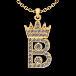 0.32 CtwVS/SI1 Diamond 10K Yellow Gold alphabet (B) Pendant Necklace (ALL DIAMOND ARE LAB GROWN )