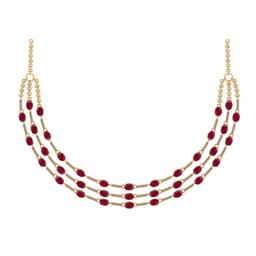 19.95 Ctw VS/SI1 Ruby and Diamond 14K Yellow Gold Necklace ( ALL DIAMOND LAB GROWN )