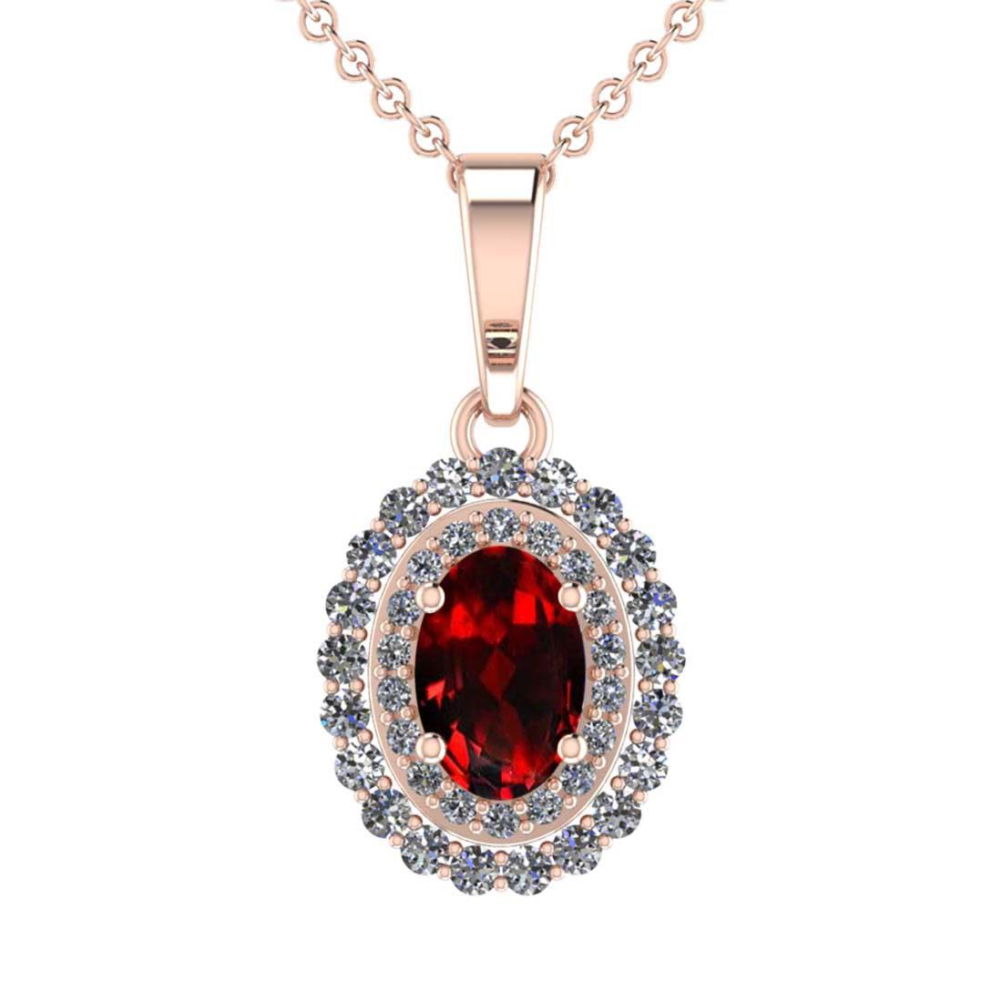 5.60 Ctw I2/I3 Spessartite Garnet And Diamond 14K Rose Gold Necklace (ALL DIAMOND ARE LAB GROWN )