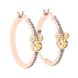 0.82 Ctw VS/SI1 Citrine and Diamond 14K Rose Gold Hoop Earrings (ALL DIAMOND LAB GROWN Diamond )