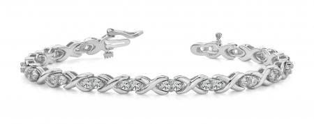 14KT WHITE GOLD 1.75 CTW G-H VS2/SI1 X LINK LOVEBIRD BRACELET LAB-GROWN DIAMOND