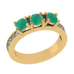 1.25 Ctw VS/SI1 Emerald and Diamond 14K Yellow Gold Engagement Ring (ALL DIAMOND ARE LAB GROWN)