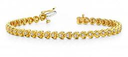 14K YELLOW GOLD 1 CTW G-H VS2/SI1 HEART LINK BRACELET LAB-GROWN DIAMOND