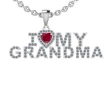 0.71 Ctw VS/SI1 Ruby And Diamond 14K White Gold Gift For Grandma Pendant Necklace DIAMOND ARE LAB GR