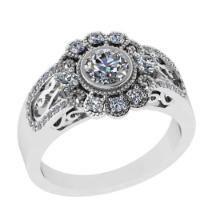 0.95 Ctw VS/SI1 Diamond 14K White Gold Engagement Halo Ring(ALL DIAMOND ARE LAB GROWN)