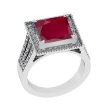 3.56 Ctw VS/SI1 Ruby and Diamond 14K White Gold Vintage Style Ring (ALL DIAMOND ARE LAB GROWN DIAMON