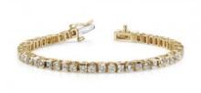 14KT YELLOW GOLD 4 CTW G-H VS2/SI1 PRINCESS AND ROUND TENNIS BRACELET LAB-GROWN DIAMOND